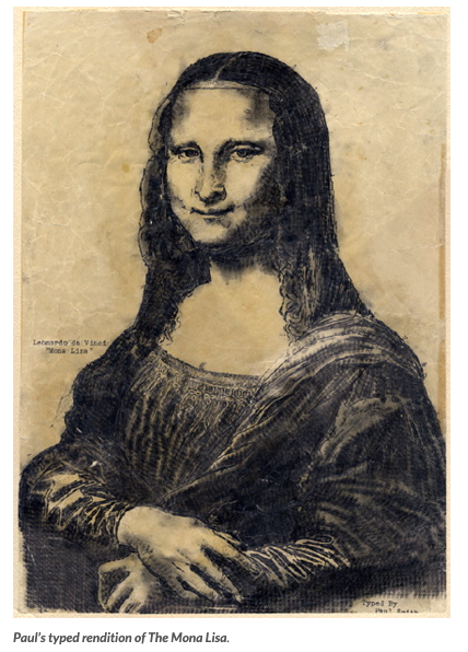 Paul Smith Mona Lisa painted with his typewriter,